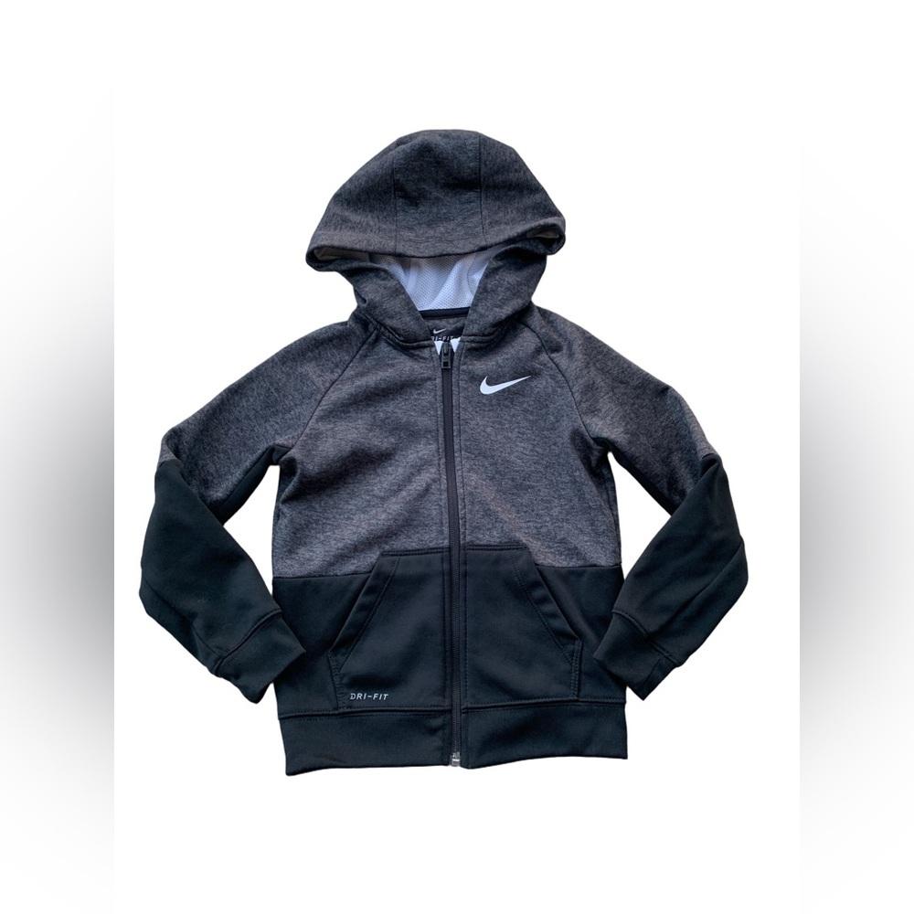 Nike Size 4T Black and Gray Full Zip Track Jacket with Pockets and Hood